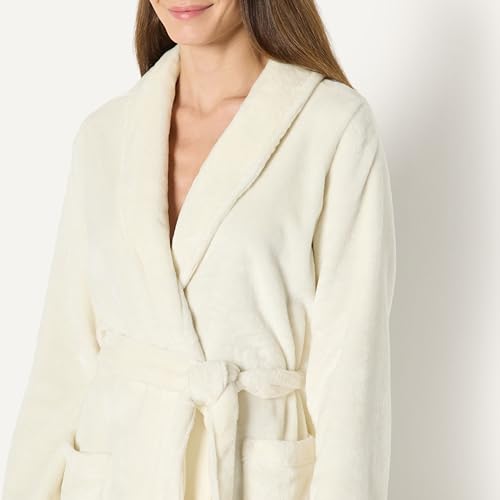 Image of Amazon Essentials Women's Mid-Length Plush Bath Robe, Loungewear (Available in Plus Size)
