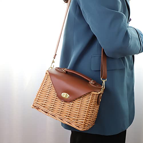 Bolso tejido de mimbre YAHUAN para mujer miniatura 2