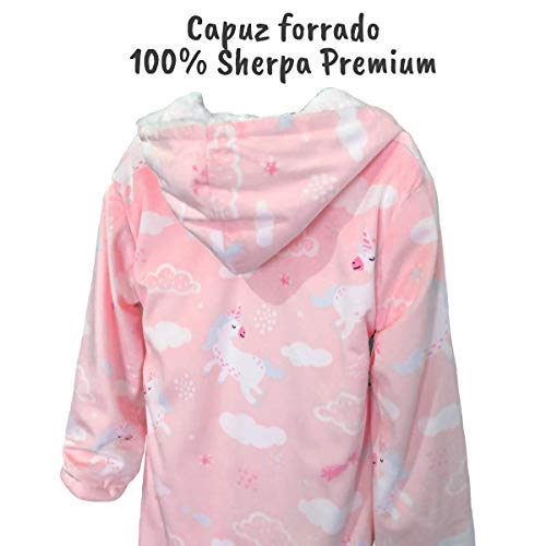 Roupão Infantil Sherpinha Microfibra Unicórnio Rosa G