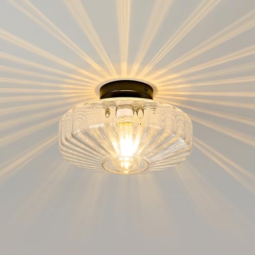 Glass Semi Flush Ceiling Lights - 12 in Vintage Mid