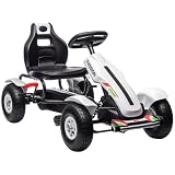 HOMCOM Pedal Go Kart Adjustable Seat, Inflatable Rubber Tyres, White...