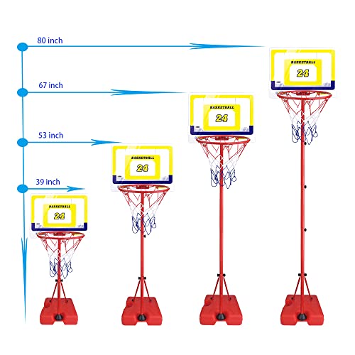 Yaoasen Basketball Hoop For Kids Toddler Toys Portable Adjustable Height 3.2Ft-6.6Ft With 3 Balls Mini Basketball Hoops Indoor Goals Youth Outdoor Gifts Boy Girl Age 3 4 5 6 7 8 Year Old Backyard Game #TOP1