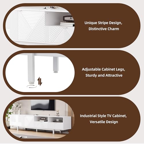 Meuble TV moderne chic lignes géométriques noires et blanches - 6