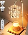 Blansong Candle Warmer Lamp Electric Candle Lamp Warmer Adjustable Height Angle with Dimmer and Timer ?Quadruple Diamond Texture Shape for Home Decor Wax Melts for Jar with 2 Bulbs