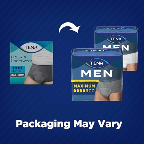 Image of Tena Men Maximum Incontinence Underwear, Grey, XXL 55-66in, 56 ct | Designed to feel like regular underwear, these offer a close fit with dependable leak protection for comfort and discretion