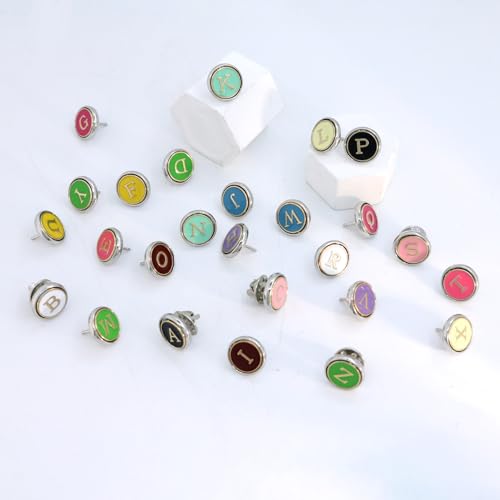 Image of 26 Pack Enamel Funny Letter Pins Set Cute Initial Pins Fun Button Lapel Pins Aesthetic Brooch for Men Women Girl Backpacks Jacket Hat Badges Jeans Decor