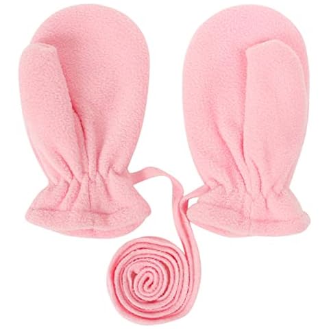 nvtuuer Toddler Mittens Winter Gloves with Rope Knitted Coral Fleece Baby Gloves for Girls Boys 1-4 Years Old, Ski Gloves 1 Pair (Pink, 3-4 Years) Cover
