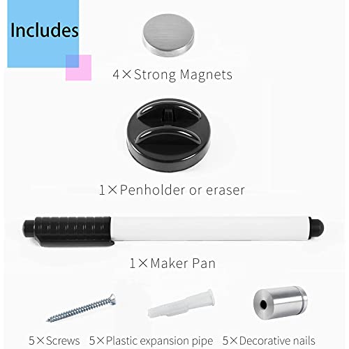 R&G Black Magnetic Glass Whiteboard,36"×24" (3'X 2'),Glass Dry Erase Board,Black Frameless Surface, Includes Board, Magnets, 1 Marker And A Eraser,For Home And Office #TOP6