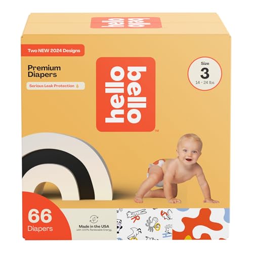 Hello Bello Premium Diapers Size 3, Capital Critters & Get in The Groove Designs, 66ct Club Box