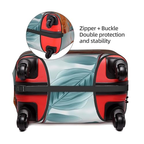 Teal And Orange Flower Printed Luggage Cover Elastic, Washable, Universal Fit 18-32 Inch Travel Suitcase Cover Easy To Identify4