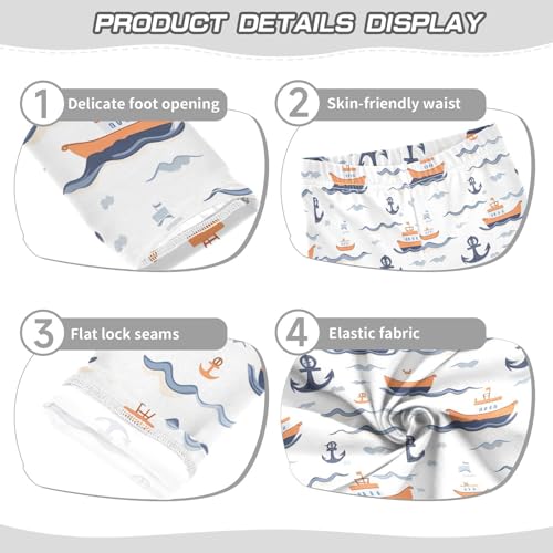 ALAZA Girls' Leggings Children's Yoga Pants Skinny Printed Dance Blue Nautical Ship Comfortable 4T2