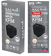 H.A.C PLUS [Large size Black 10 Pack] KF94 face mask, Made in Korea