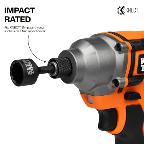 Image of Klein Tools 65KADPM KNECT (M) Impact Socket Adapter Set, 4 Adapters for 3 /8-Inch Drive Tools, Flip Sockets and Impact Drivers, Compatible with KNECT (S) and (M) Systems