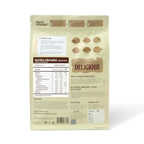Image of DC DOCTORS CHOICE High Protein Multigrain Muesli|25 Gm Protein|No Maida|No Palm Oil|Jaggery Sweetened Fiber-Rich|Preservative-Free|Healthy Crunchy Treat|750 Gram|Chocolate|1 Count (Pack of 3)