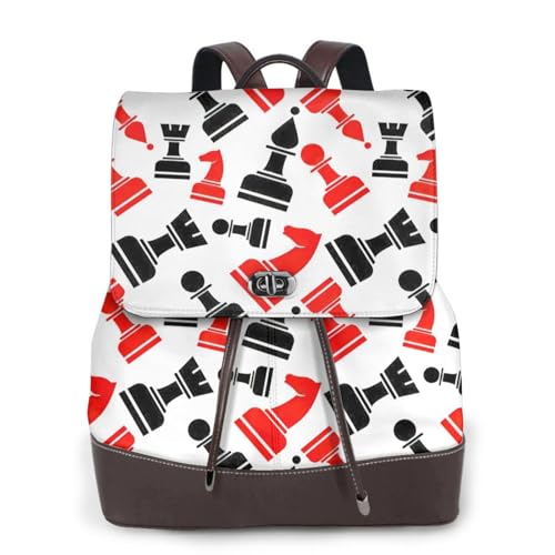 Sac à dos en cuir femme motif d'échecs, révélez votre singularité