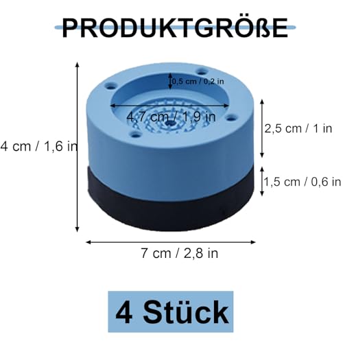 4 stück Waschmaschine füße, Anti Vibrationsdämpfer, Universal Rutschfest Schwingungsdämpfer, Universal Antirutschmatte, für Waschmaschine, Trockner, Blau