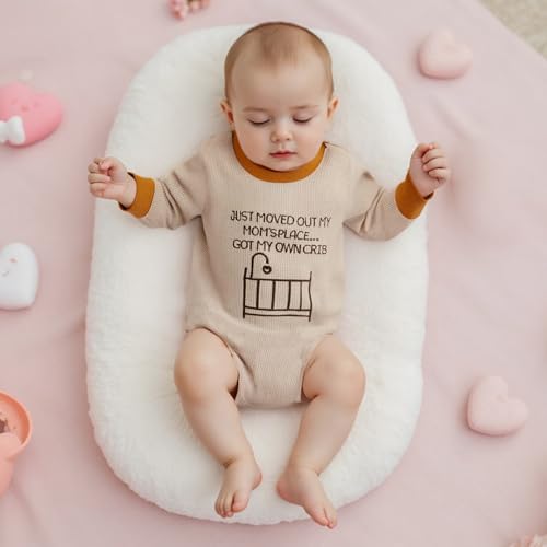 Newborn Baby Boy Girl Clothes Waffle Embroidery Funny Letter Romper Shirt Infant Fall Outfit 3 6 12 18 Month2