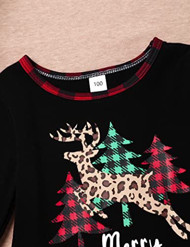 Merry Christmas Outfit Toddler Baby Girl Funny Letter Top + Ruffle Bell Bottom Pants Christmas Clothes Set2