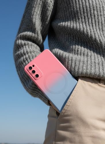 Image of amazon basics Gradient Mag-Safe Case for Samsung Galaxy S20FE 5G | Soft Silicone Shockproof Cover with Camera Protection | Slim Lightweight Design | Smooth Touch & Durable - Pink & Blue