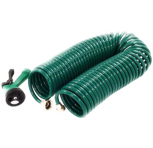 30 METRE COIL 30M 100FT RETRACTABLE GARDEN HOSE REEL PIPE WITH SPRAY GUN NOZZLE