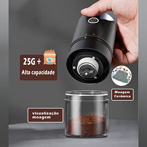 Moedor de café elétrico portátil, Iruihoo 4 xícaras pequeno moedor cônico automático moedor de grãos