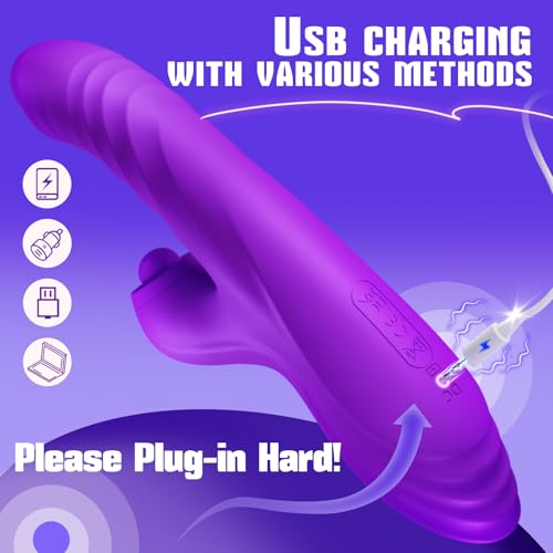 Image of Toendi Thrusting Dildo Rabbit Vibrator for Women, G Spot Clitoral Vibrators | 10 Vibration Modes, 7 Thrusting Modes, Licking Function, G Spot & Clitoral Stimulation, For Couples Adult Sex Toys Games