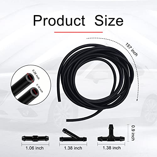 Miytsya Windshield Washer Hose Kit - 4 Meter Universal Washer Fluid Hose with 12 Pcs Hose Connectors, Suitable for Most Windshield Washer Nozzle Installation, Connect Car Water Pump and Nozzles - Thumbnail 2