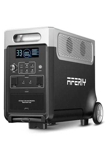 AFERIY Generador Eléctrico Portátil 3600W 3840Wh, Control a través de APP, Extensible hasta 11520Wh, 220V-240V, Función UPS, Generador Solar Portátil para Camping/Viaje/Fallo Eléctrico