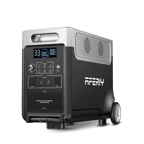 AFERIY 3600W Tragbare Powerstation, 3840Wh LiFePO4-Batterie, 3x230V AC-Ausgang 3600W(7200W Spitze), 2200W Solarenergie-Ladefunktion, APP, UPS, Bluetooth, Ideal für RV, Camping, Outdoors P310