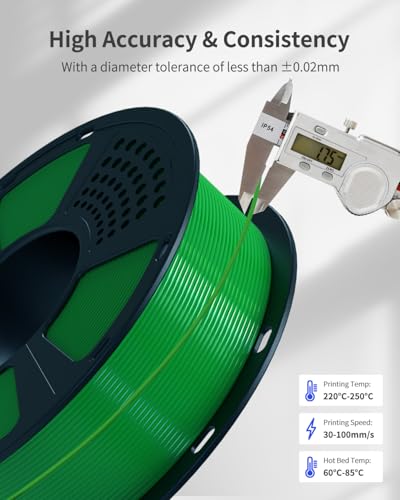 Image of PETG Filament 1.75mm 3D Printer Filament 1Kg(2.2lbs) 3D Printing Filament, Strong Toughness & High Precision + /- 0.02mm, No Tangle No Clog No Bubble, Fits for Most 3D Printers, PETG Green