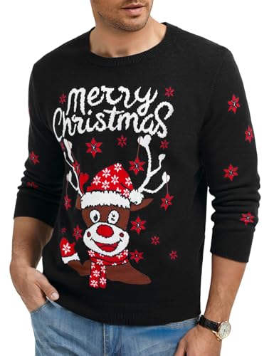Wayleb Jersey Navideño Hombre Manga Larga Suéter de Navidad para Hombre Pullover de Punto Jersey Sudaderas Sweater Invierno