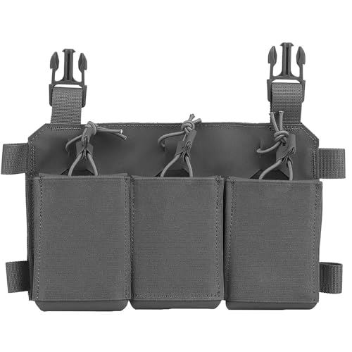 Pochette tactique triple chargeur fusil 5.56 7.62 et pistolet, support nylon haute résistance gilet