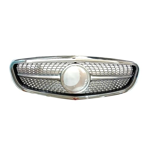 グリル、 フロントバンパーグリル レーシンググリル フェイスリフト ダイヤモンドメッシュ メルセデスベンツ C W205 エクスクルーシブエレガンス C220 C250 C300 C350 2014-2021 対応(Silver)