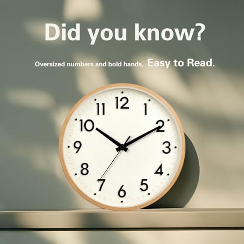 Image of Mosewa Wall Clock 8 Inch, Battery Operated Silent Non-Ticking Modern Analog Clock Decorative for Kitchen, Bedroom, Office(Beige)