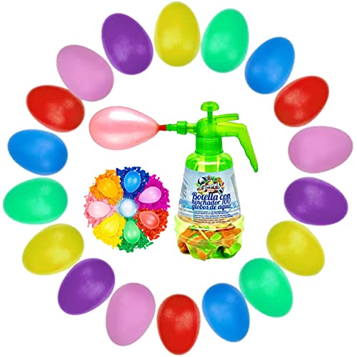 LACOSVI Botella Inyectora Para Llenar Globos De Agua Super Rápido Incluye 200 Globos de Agua en el Hinchador Fabricados en España Biodegradables (Botella + 200 globos)