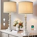 Farmhouse Table Lamps for Bedroom Set of 2 Vintage 3-Way Dimmable Touch Control Nightstand Lamps, Bedside Lamps for Living Room, Traditional Nightstand Lamp End Table lamps 28.5" (Bulbs Included)