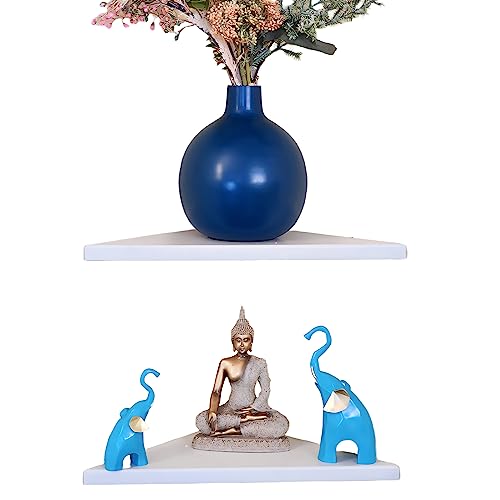 Image of OrganizeMee Corner Shelf For Wall,Bathroom Organizer,Shelves Decoration Items For Living Room Bedroom corner,Long Life Than Wood,Glass Self Decor Show Pieces floating shelfs Home Bedroom Rack,Kitchen Corners Organizers,1YR Warranty:White Set of 1