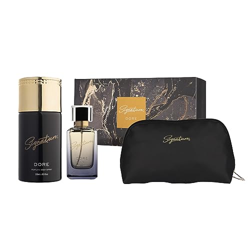 Signature Deodorant Body Spray & Perfume – Dore | Aromatic Spicy Scent | Long Lasting Fragrance | Skin Friendly Deo | Gift Pack With Premium Travel Pouch | For Men, Women (Unisex) | (250ml + 80ml)