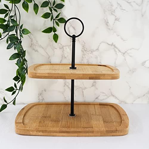 2 Tier Wooden Cake Stand Serving Stand Fruit Platter Tray Dessert Cupcake Holder (2 Tier)