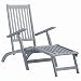 Produktbild vidaXL Akazienholz Massiv Liegestuhl mit Fußstütze Sonnenliege Gartenliege Deckchair Gartenmöbel Holzliege Strandliege Relaxliege Liege Grau