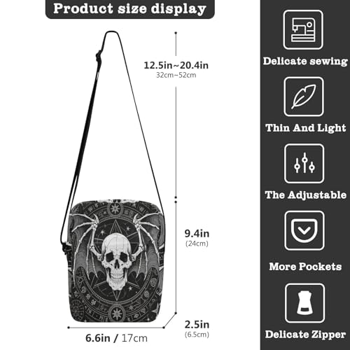 Gothic Black Skeleton Roulette small messenger bag for men Shoulder Bag For Woman Casual Purse Adjustable Strap for business Casual3