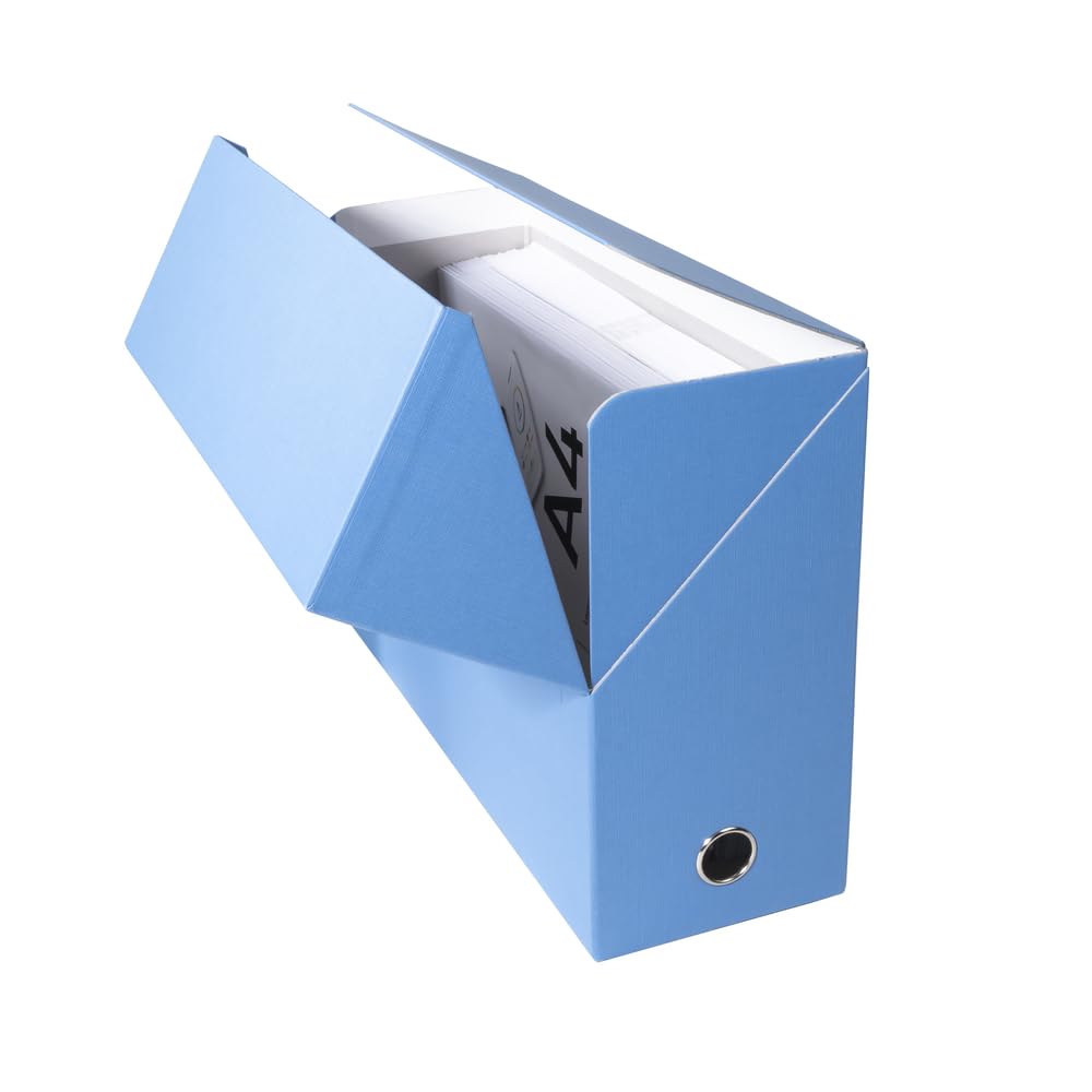Exacompta 5 Scatole Transfer Carta Effetto Tela A4 Dorso 120 mm Blu Chiaro