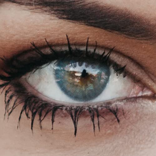 Glamlens lentilles de couleur bleu naturelles colorées très haute opacité New York Blue + étuis à lentilles de contact I 1 paire (2 pièces) I 90 Jours I sans...