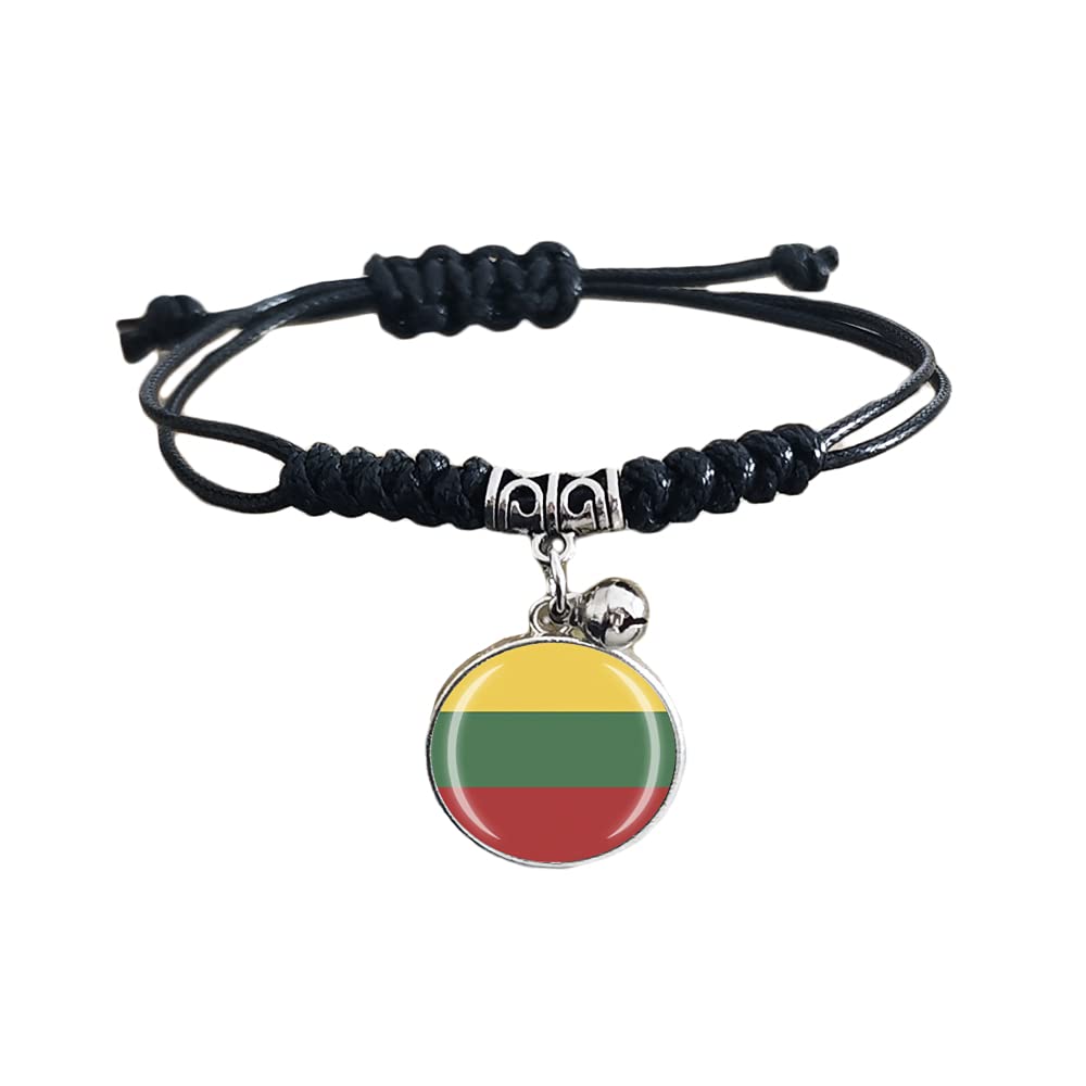 Wedarego Lithuania Flag Braided Bracelet Adjustable Nylon Chain Crystal Wristband Souvenir,Fashion Handmade Bracelet For Man & Woman Special Day's Gift