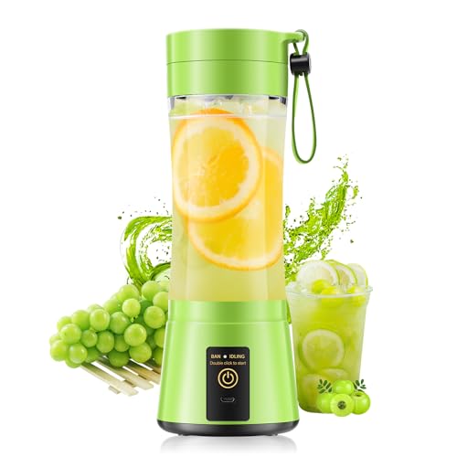 Image of Mini Cordless Personal Blender - Portable Blender Make Smoothies | 380ml Lightweight Blender, 6 Stainless Steel Blades, Powerful Quick Blend, Easy Clean, Freshly Squeezed in Sports /Office /Gym