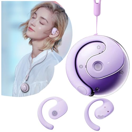 ANEFOSE Earphone Wireless Bluetooth, OWS Hanging Bluetooth 5.4 Earphones, Open Ear Headset Ball - Portable and Comfortable, HiFi Stereo Sound Headphones Noise Cancelling Running Sport (Purple)