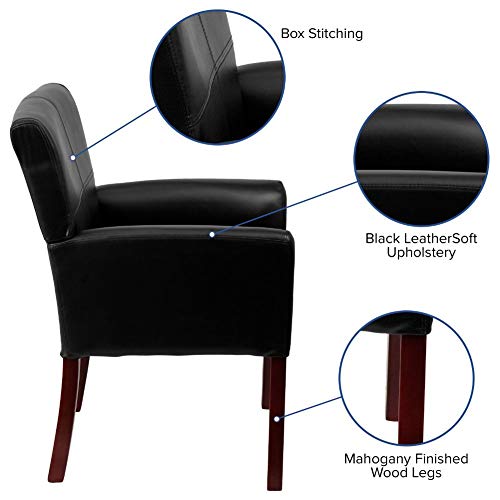 Flash Furniture Taylor Black Leathersoft Executive Side Reception Chair With Mahogany Legs #TOP3