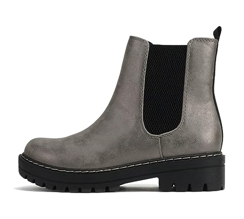 Image of Soda Pilot ~ Women Lug Sole Low Heel Chelsea Fashion Ankle Bootie w /Double Elastic Gore