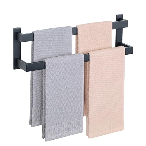Alise Double Bath Towel Bars Towel Racks for Bathroom Lavatory Wall Mount,Towel Hanger SUS304 Stainless Steel Towel Holder Towel Rail 20 Inch,Matte Black,GOY2500-B