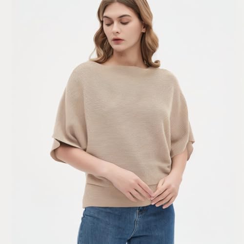 Image of HIGO FASHION Womens Short Batwing Sleeve Boat Neck Sweater Vest Fall Sleeveless Pullover Knit Sweaters